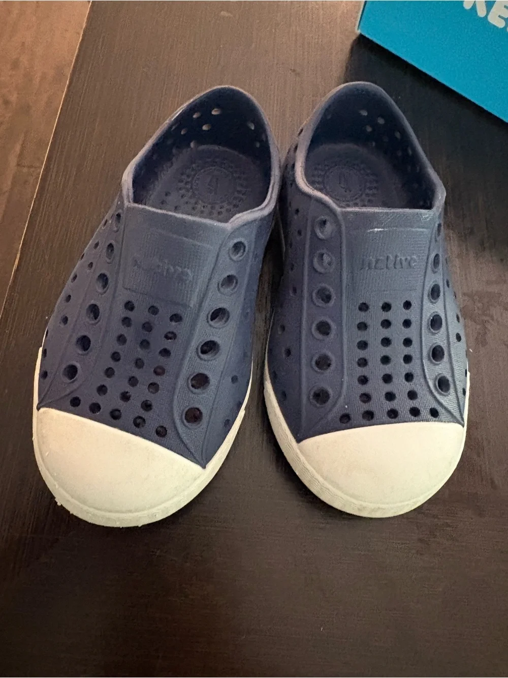 Native Jefferson Kids Slip-On Water Shoes in Navy with White Toe